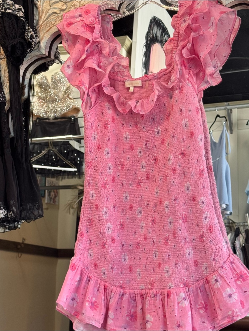 LoveShackFancy Pink Floral Mini Dress - Picture 14 of 16